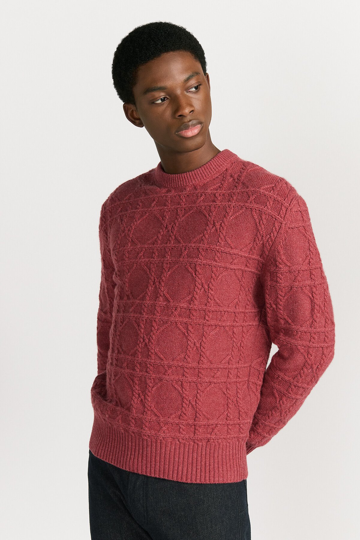 Dior Icons Cannage Sweater Pink Cashmere Cable Knit 