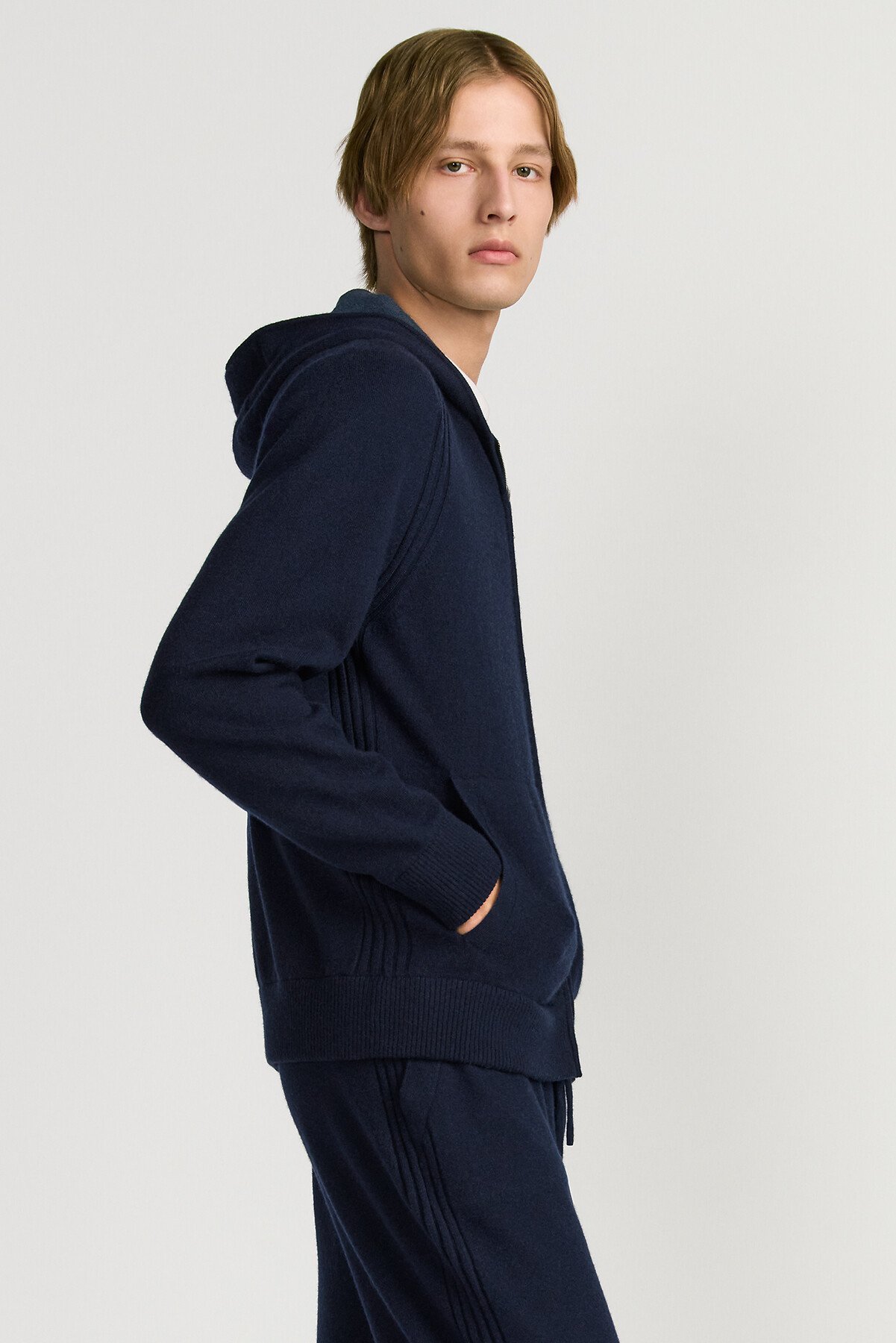 Dior Icons Hooded Sweatshirt Navy Blue Cashmere Jersey 