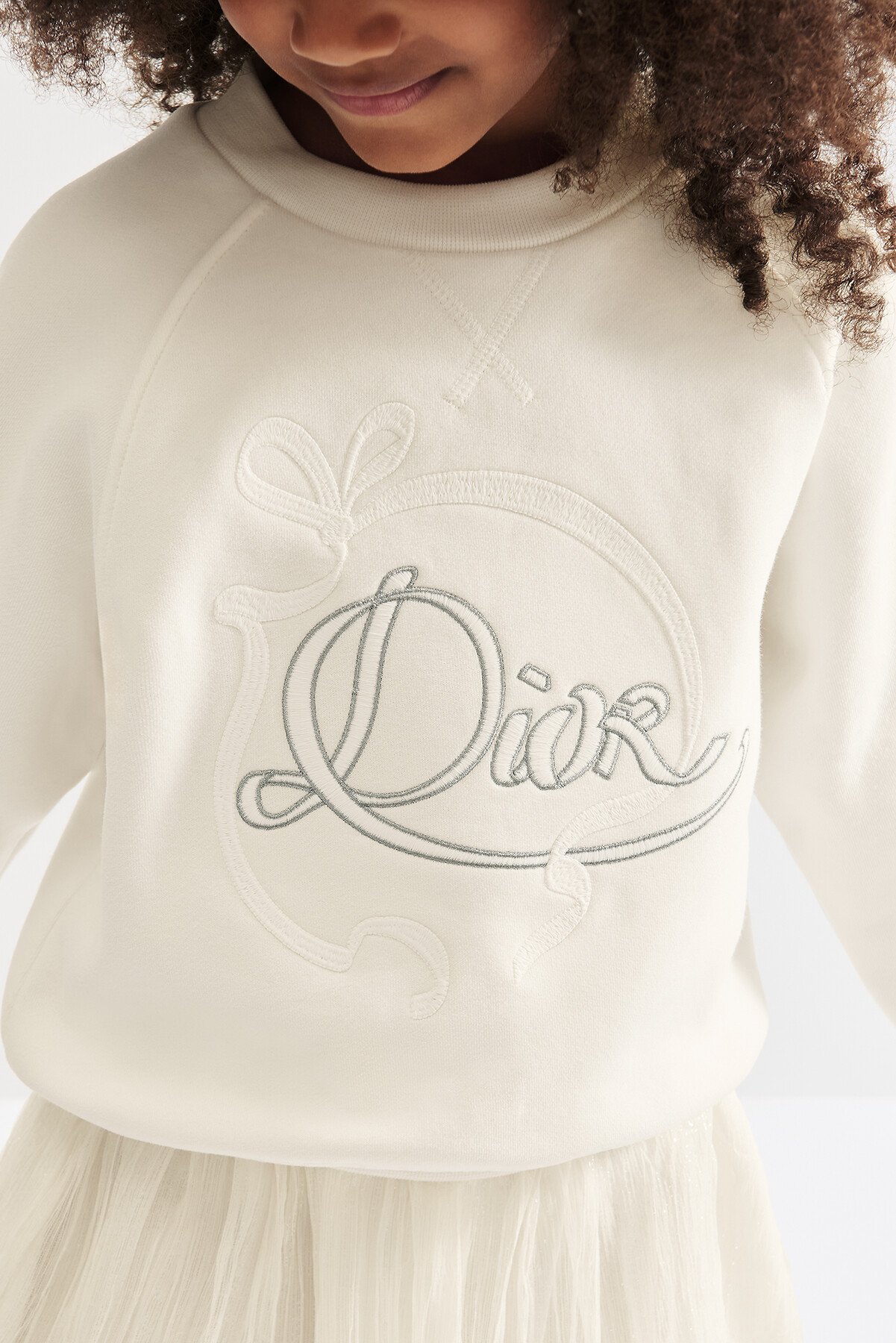Sudadera Dior Kids Felpa de algodón cepillada marfil 