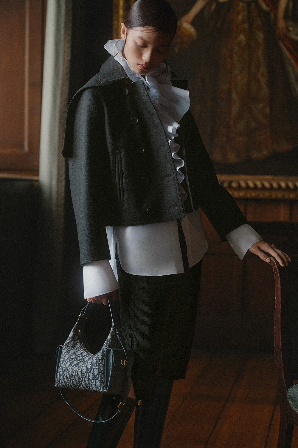 【計算されたゆるシルエット♡】Dior スカート Christian Dior（クリスチャンディオール）ひざ丈スカート 黒