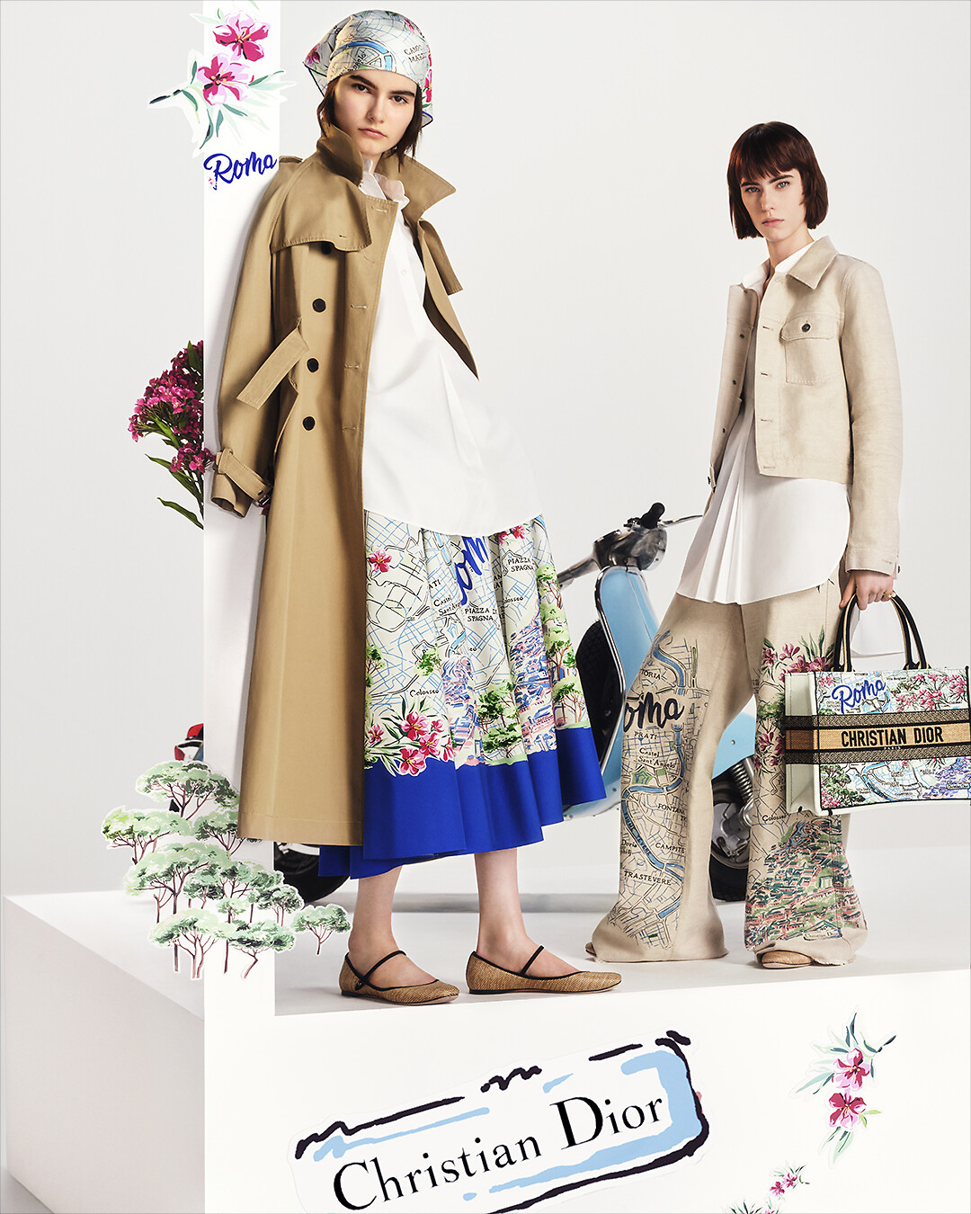 DIOR | キルト風プリーツスカート Check'n'Dior バージンウール