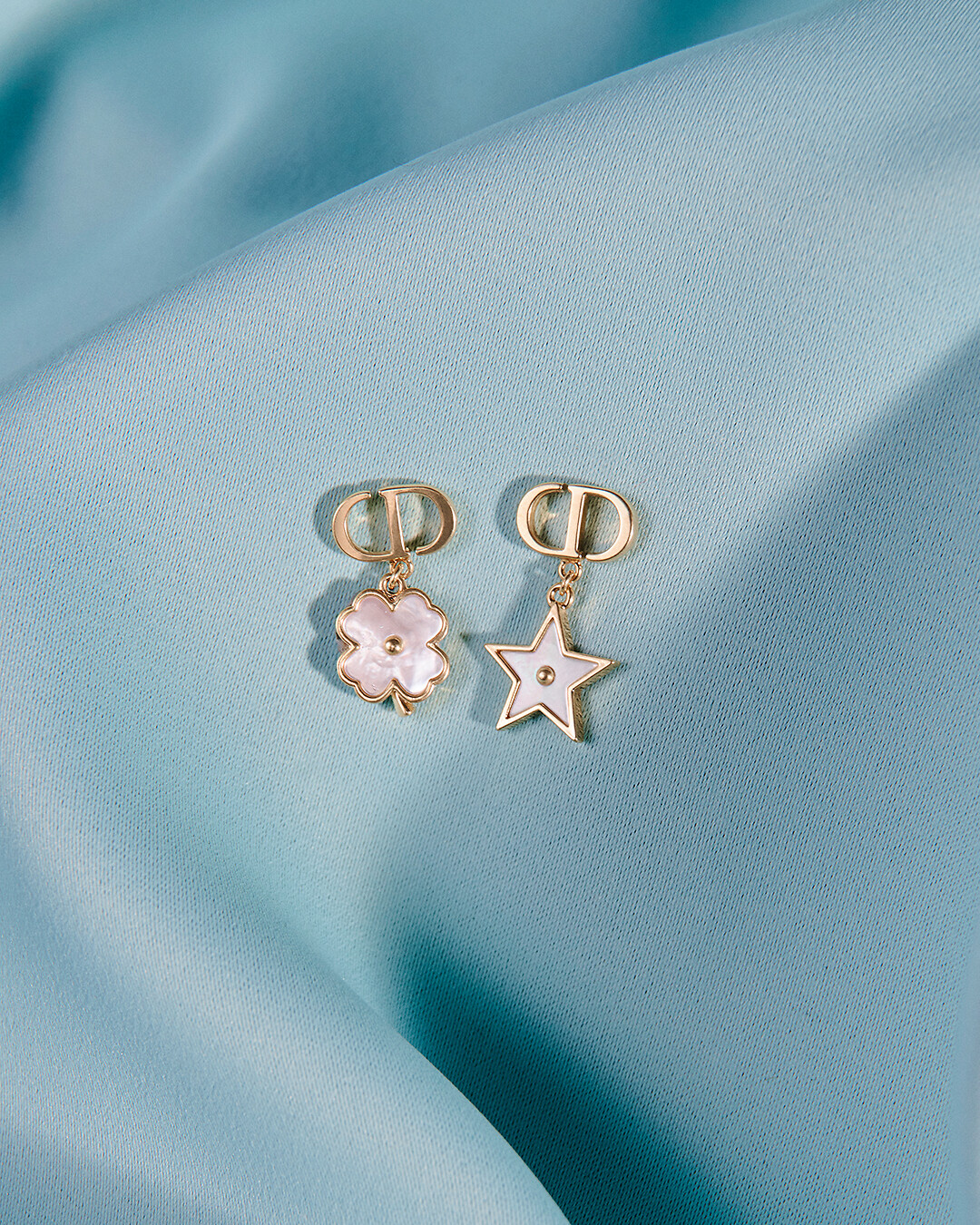 Petit CD Stud Earrings Silver-Finish Metal with White