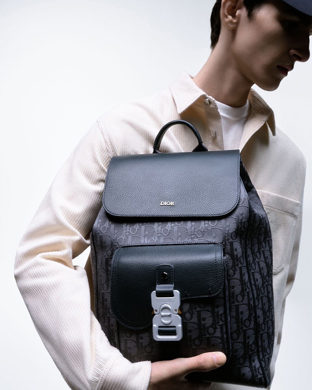 ディオール マネークリップ オブリーク ジャガード レザー ベージュ ネイビー DIOR | マネークリップ付き ウォレット ディオール オブリーク