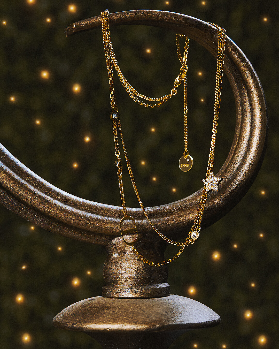 CD Navy Stud Earrings Gold-Finish Metal | DIOR