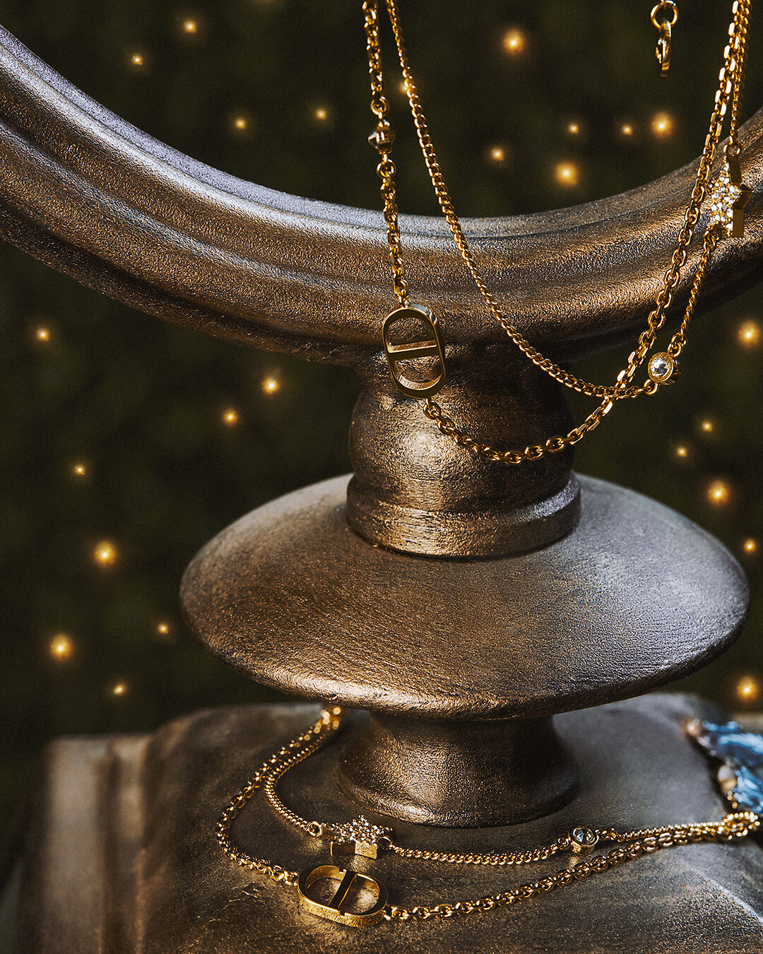 CD Navy Stud Earrings Gold-Finish Metal | DIOR