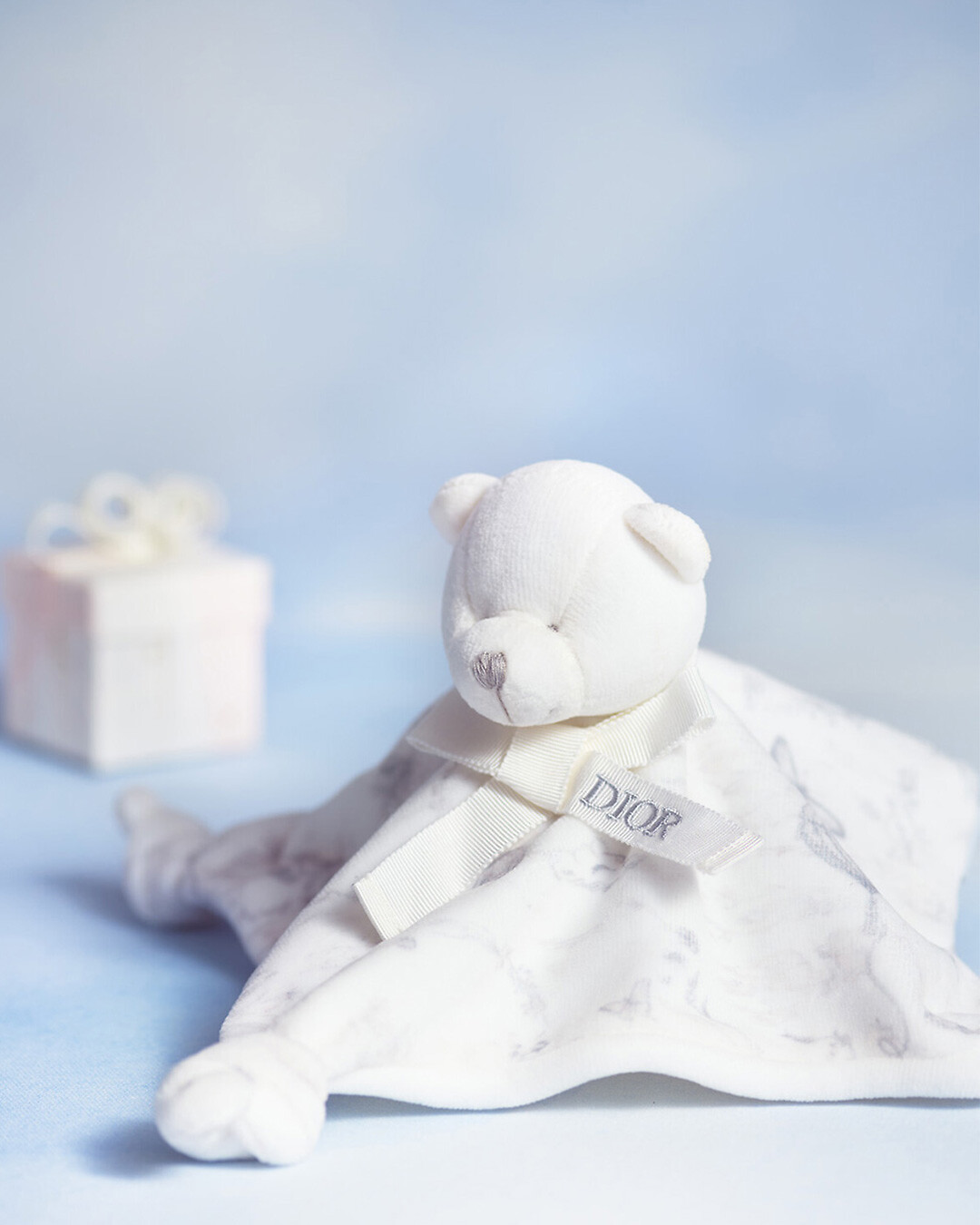 TH様　Dior teddybear Oblique cotton Flower Small Dior Toujours Vertical Tote Bag White and Blue Macrocannage