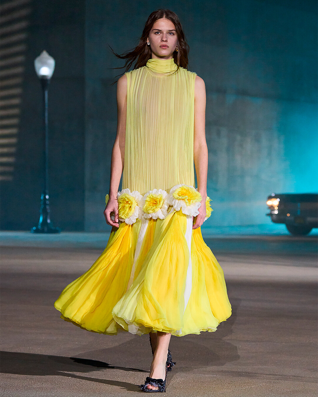 Mid-Length Flared Skirt Pink Cotton Poplin and Lace | DIOR