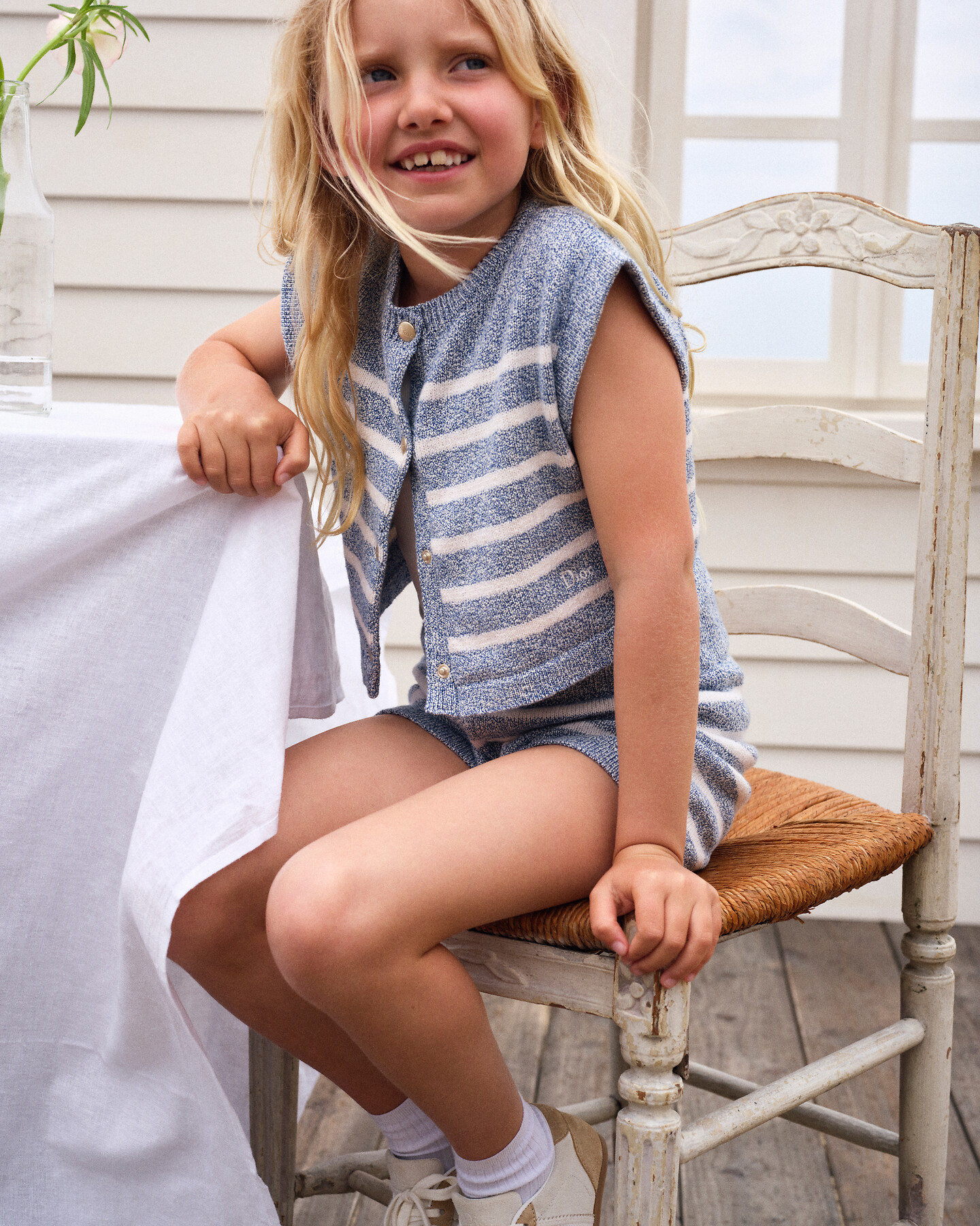 Kids' Tank Top Ivory Ribbed Cotton Jersey | DIOR