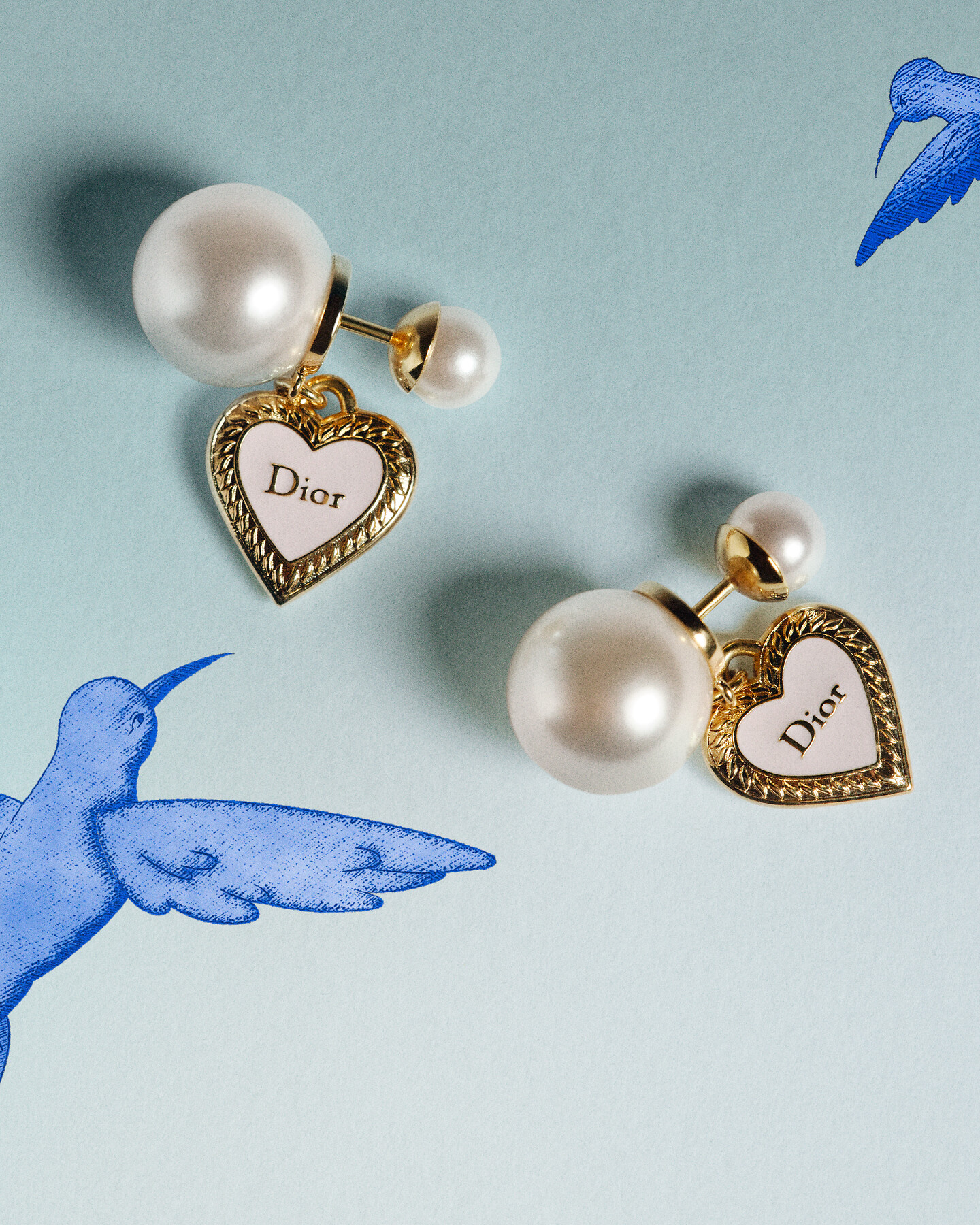 CD Navy Earrings Gold-Finish Metal and White Resin Pearls | DIOR FI