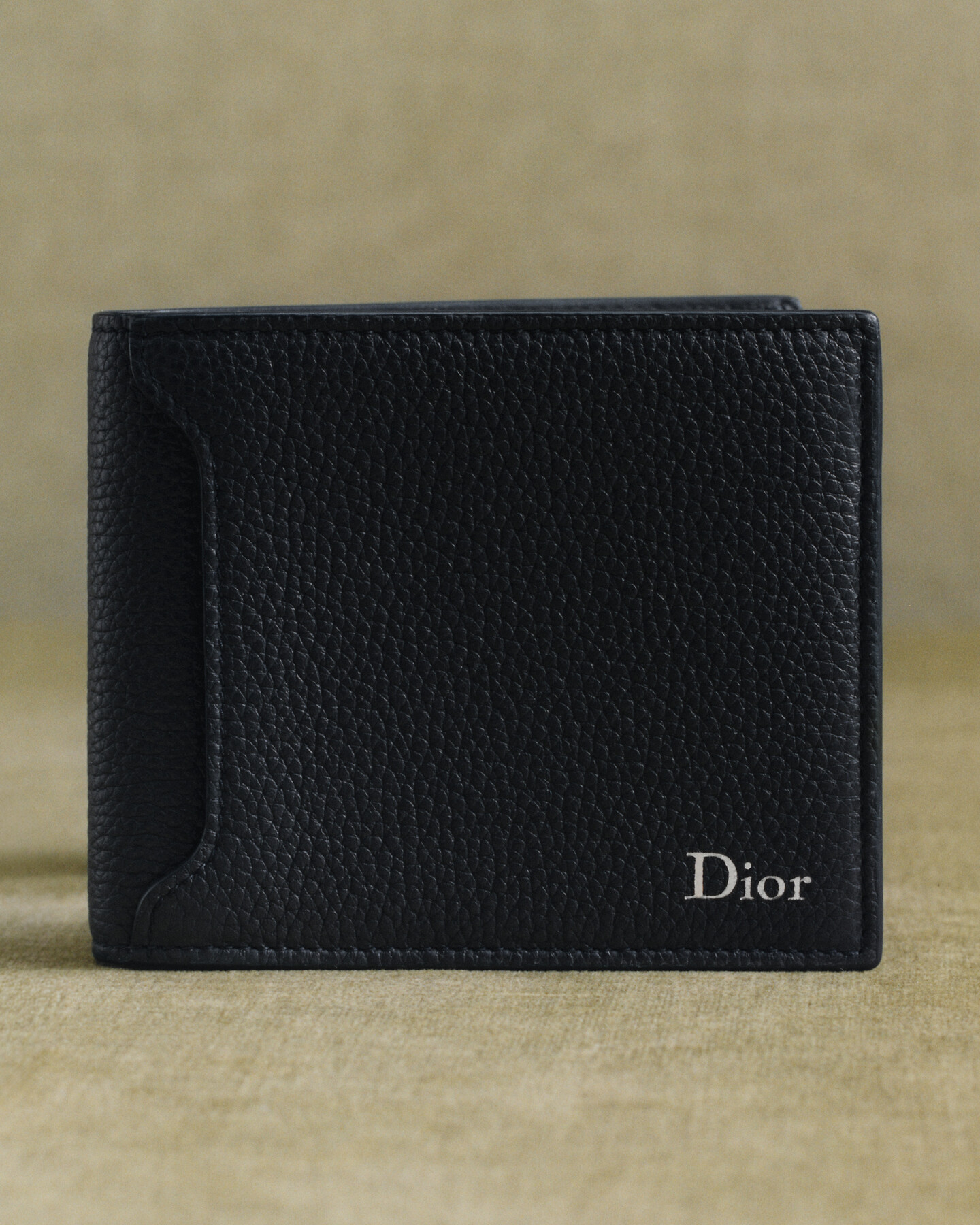 ディオール DIOR WALLET Saddle Wallet with Coin Pocket Black Grained Calfskin and Silver