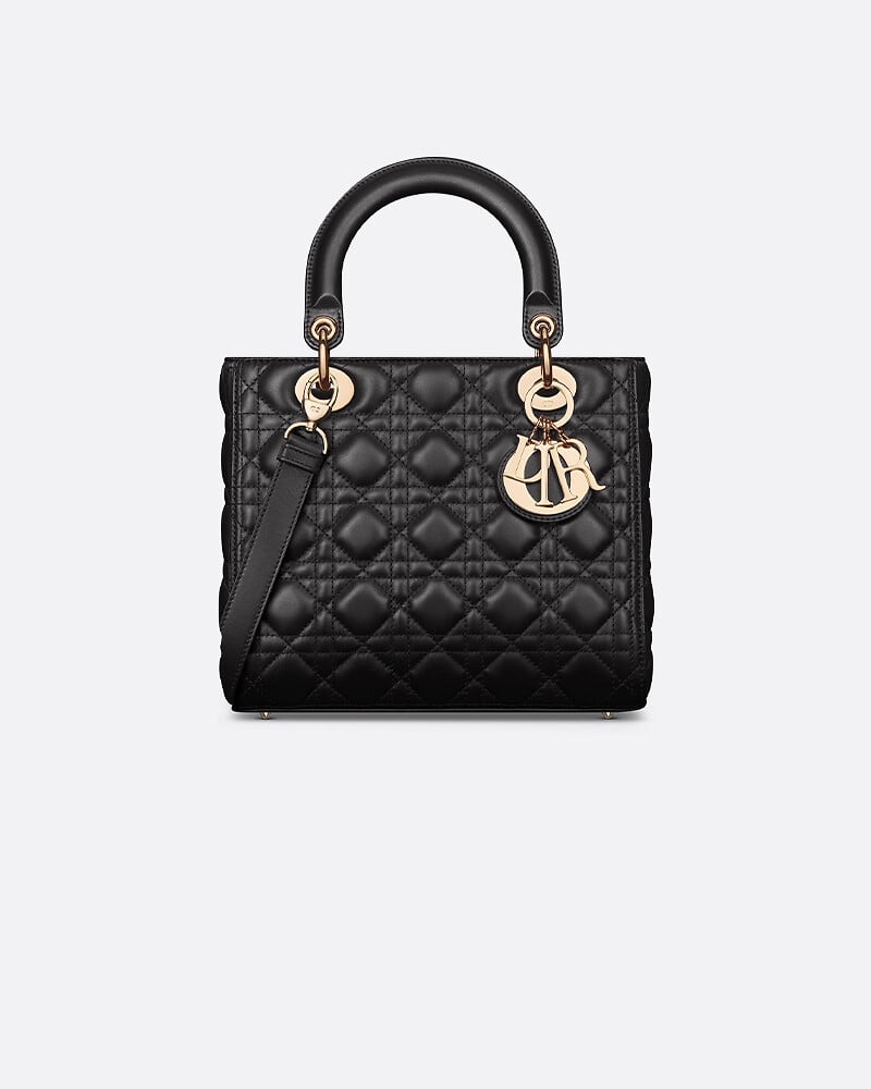 Small Lady Dior Bag Black Cannage Grained Calfskin DIOR